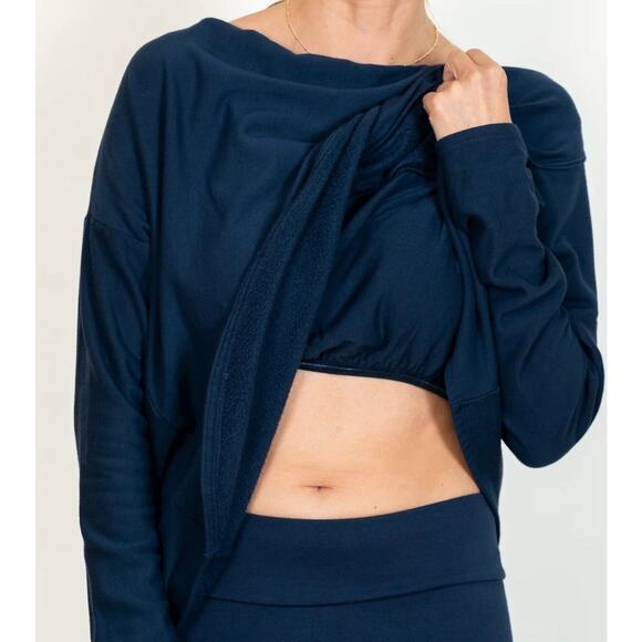 JJ Winks Size L Sweater Weather Navy Blue Women's Built in Bra - Picture 2 of 11